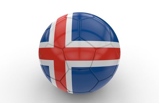 Soccer ball with icelandic flag isolated on white background