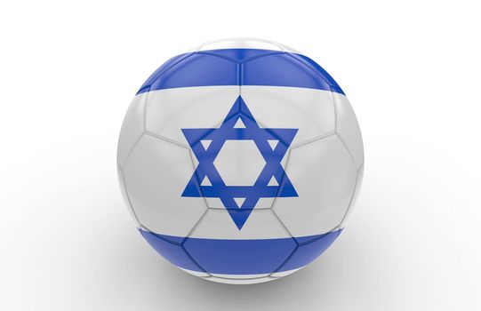 Soccer ball with israeli flag isolated on white background