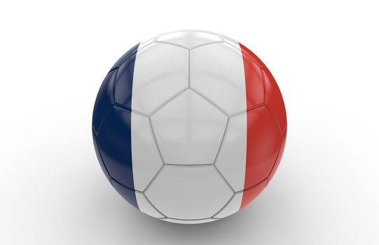 Soccer ball with france flag isolated on white background