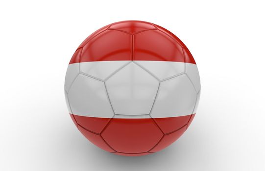 Soccer ball with austrian flag isolated on white background
