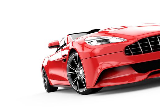 Red luxury car isolated on a white background isolated on a white background: 3D rendering