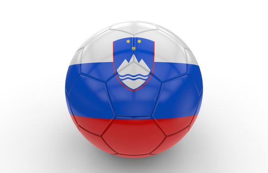 Soccer ball with Slovenia flag isolated on white background; 3d rendering