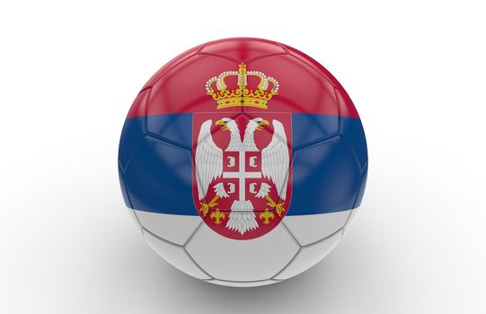 Soccer ball with Serbia flag isolated on white background; 3d rendering