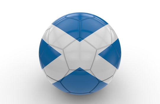 Soccer ball with Scotland flag isolated on white background; 3d rendering