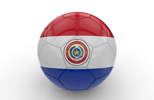 Soccer ball with Paraguay flag isolated on white background; 3d rendering