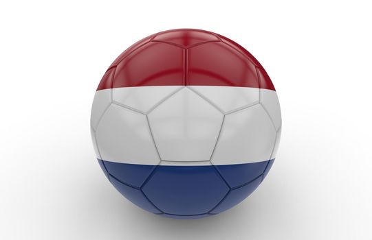 Soccer ball with Netherland flag isolated on white background; 3d rendering