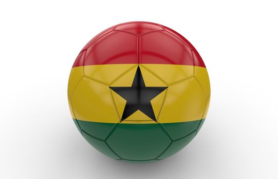 Soccer ball with Ghana flag isolated on white background; 3d rendering