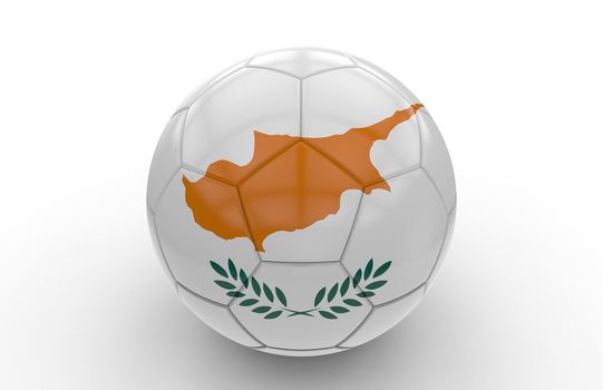 Soccer ball with Cyprus flag isolated on white background; 3d rendering