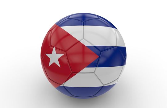 Soccer ball with Cuba flag isolated on white background; 3d rendering