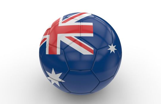 Soccer ball with Australia flag isolated on white background; 3d rendering