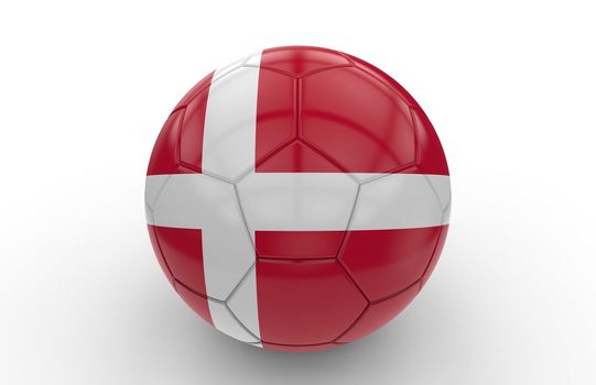 Soccer ball with Denmark flag isolated on white background; 3d rendering
