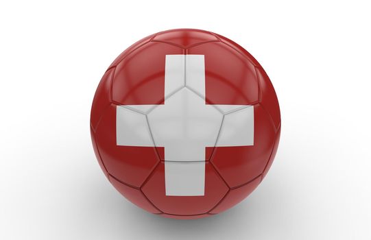 Soccer ball with swiss flag isolated on white background