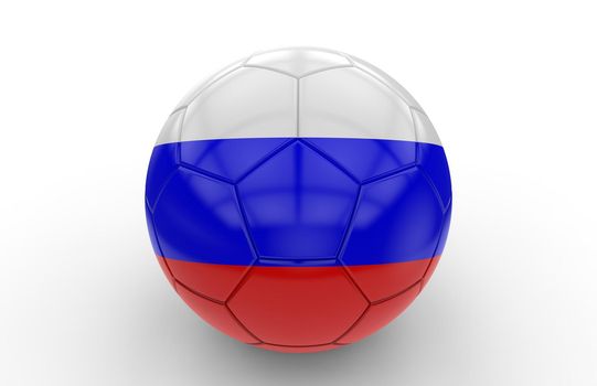 Soccer ball with russian flag isolated on white background