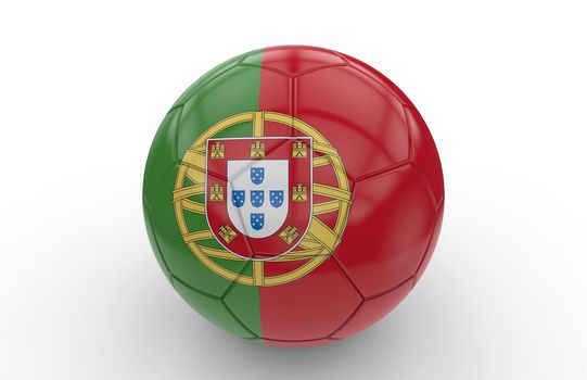 Soccer ball with portuguese flag isolated on white background