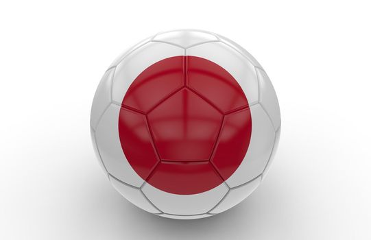 Soccer ball with japanese flag isolated on white background