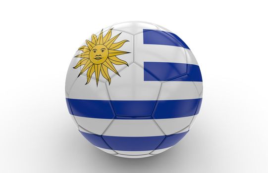Soccer ball with Uruguay flag isolated on white background; 3d rendering