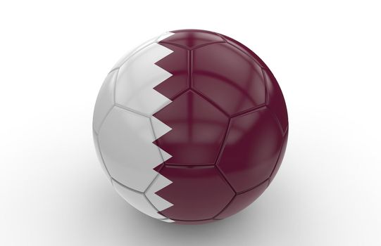 Soccer ball with Qatar flag isolated on white background; 3d rendering