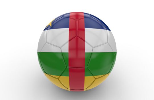 Soccer ball with Central Africa Republic flag isolated on white background; 3d rendering