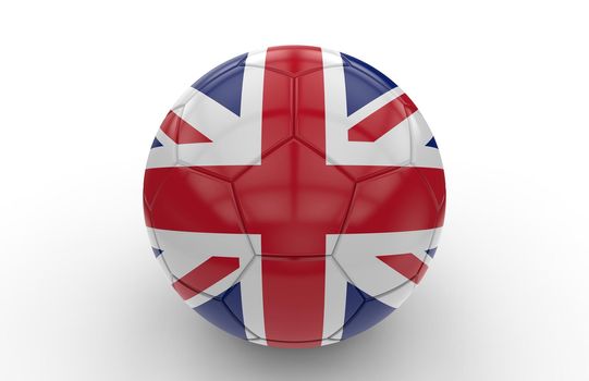 Soccer ball with united kingdom flag isolated on white background