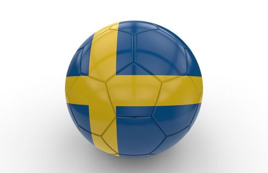 Soccer ball with swedish flag isolated on white background