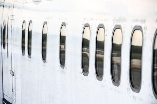 Closeup of plane's window.