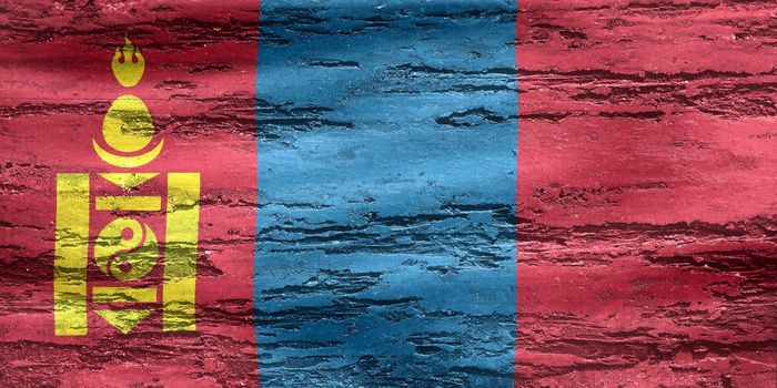 Mongolia flag - realistic waving fabric flag