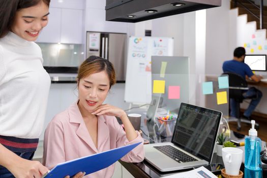 Asian Business Team brainstorm meeting. Business start up working at Private Home Office. New generation business people working New business development, Startup concept.