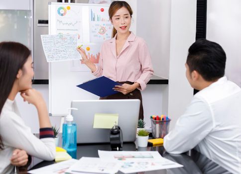 Asian Business Team brainstorm meeting. Business start up working at Private Home Office. New generation business people working New business development, Startup concept.
