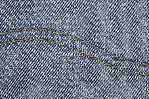 Close up of blue jeans texture with stitches