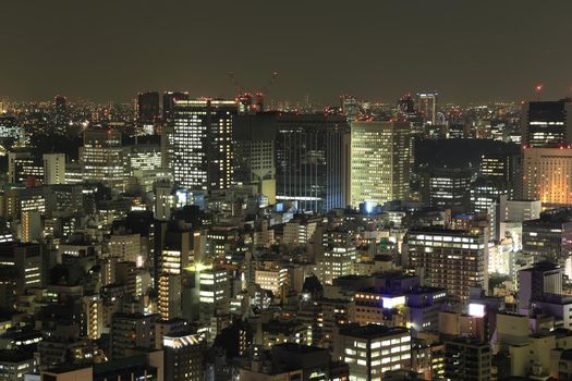 Tokyo cityscape at night of Japan