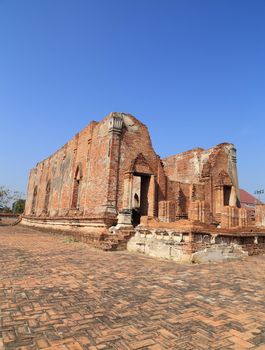 Ubosot (Ordination Hall) at Wat Khudeedao, the ruin of a Buddhist temple in the Ayutthaya historical park, Thailand
