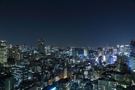 Tokyo cityscape at night of Japan