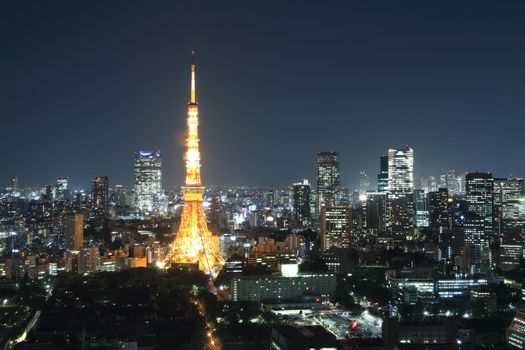 top view of Tokyo cityscape at night, Japan