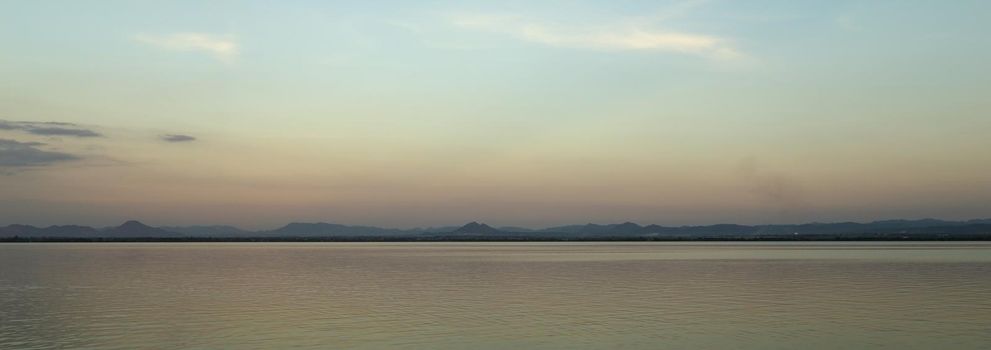 Pa Sak river with mountain (view from Pa Sak jolasid dam), Lopburi, Thailand