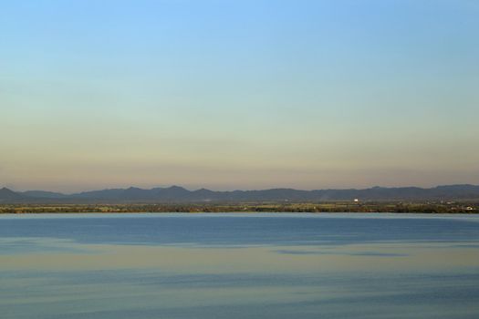 Pa Sak river with mountain (view from Pa Sak jolasid dam), Lopburi, Thailand