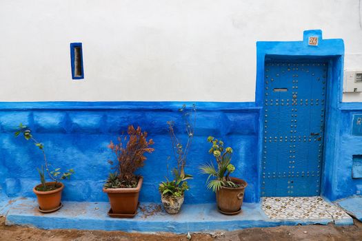 Door of a building in Kasbah of the Udayas in Rabat City, Morocco