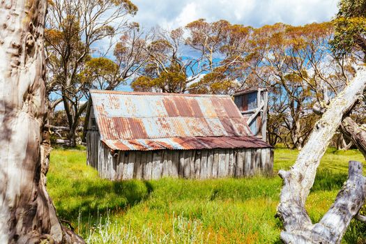 Historic Wallace Hut which is the oldest remaining cattlemen's hut near Falls Creek in the Victorian Alps, Australia