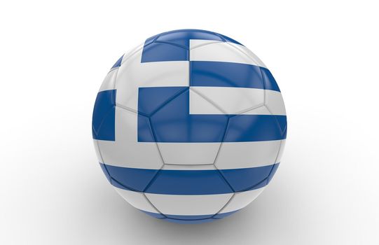 Soccer ball with greek flag isolated on white background