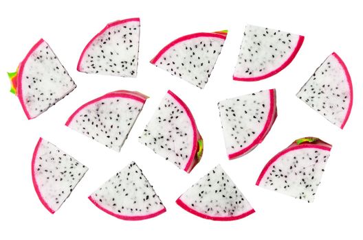 The Dragon fruit slice isolated on white background.