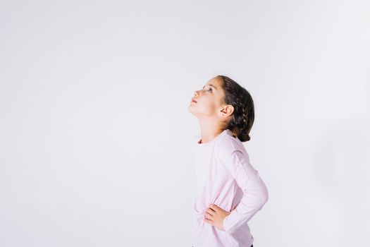 bored girl looking up