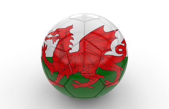 Soccer ball with welsh flag isolated on white background