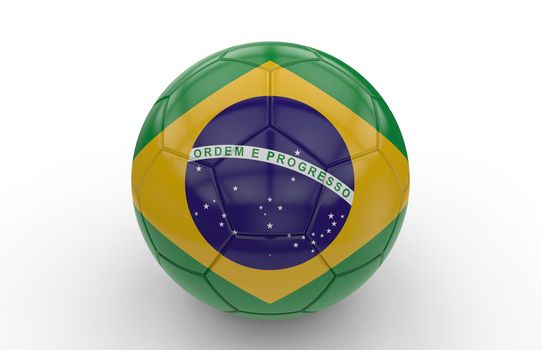 Soccer ball with brazilian flag isolated on white background