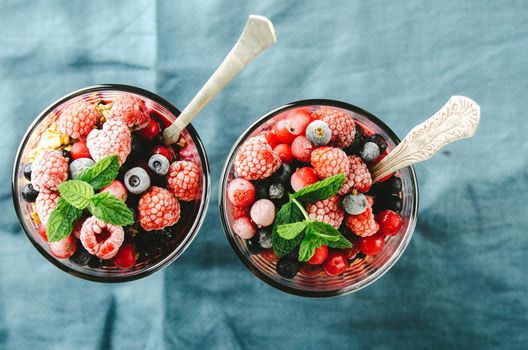 healthy breakfast with chia, yogurt and fruit. High quality photo