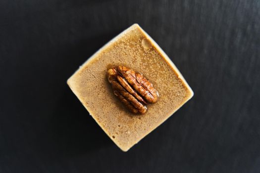 Healthy desserts on a black tray. Proper gluten-free nutrition. Homemade.