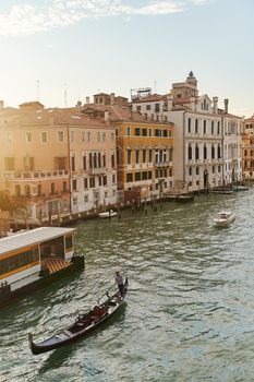 Venice, Italy - 10.12.2021: Beautiful view of famous Grand Canal in Venice, Italy.