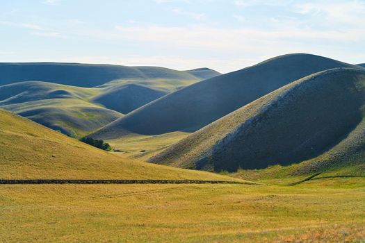 View of the Long Mountains Ridge. The beginning of the Ural mountains. Orenburg region. High quality photo