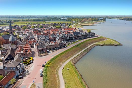 Aerial from the village Ameide at the river Lek in the Netherlands