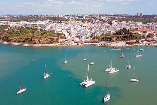 Aerial from the village Alvor in the Algarve Portugal