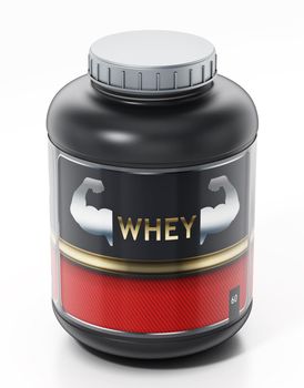 Whey protein isolated on white background. 3D illustration.