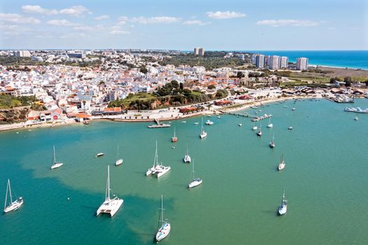 Aerial from the village Alvor in the Algarve Portugal